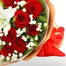 China flowers  -  Red Roses, White Lilies, and Baby’s Breath Flower Bouquet/Arrangement