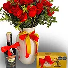 flores Palmira floristeria -  Arreglo romántico en jarrón: 24 rosas rojas,  Ramo de flores/arreglo floral