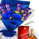 Asipulo flowers  -  Roses, Chocolate, Whiskey & Casio Watch Flower Bouquet/Arrangement