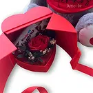 Braga flowers  -  Teddy and box with Rose and Kinder Flower Bouquet/Arrangement