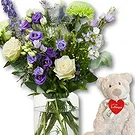 Maastricht flowers  -  Purple Flowers + Free Bear Flower Bouquet/Arrangement