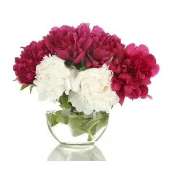 Флоренция цветя- Композиция от бели и розови божури във ваза