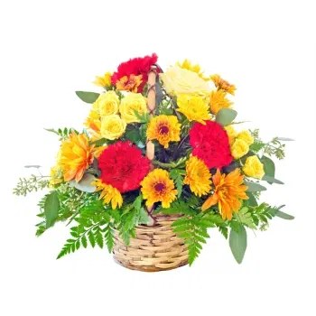 시칠리아 꽃- 아름다운 노란색과 주황색 꽃바구니