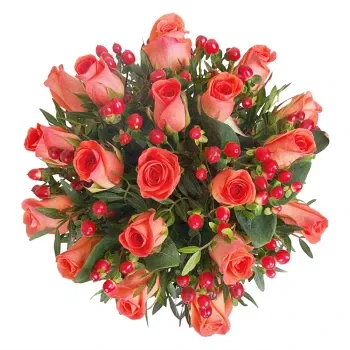 بائع زهور فلورنسا- قطعة مركزية من الورد البرتقالي