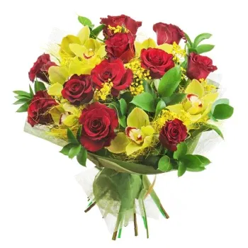 시칠리아 꽃- 미모사와 빨간 장미