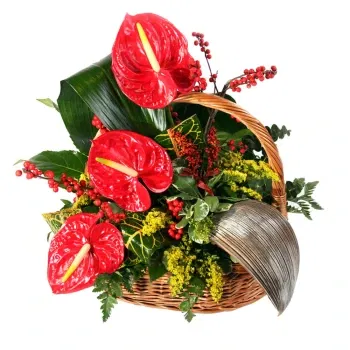 neapol kvety- Košík S Kvetmi Anthurium