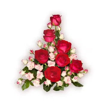 시칠리아 꽃- 흰색과 빨간색 장미의 구성