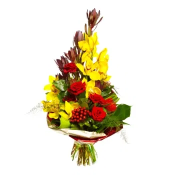 بائع زهور ميلان- باقة من أوركيد جربيرا والورد الأحمر
