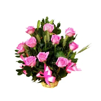 시칠리아 꽃- 핑크 장미 바구니