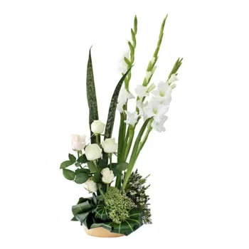 بائع زهور ميلان- قطعة مركزية من الزهور البيضاء المختلطة