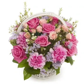 neapol kvety- Košík S Ružovými Kvetmi