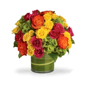 بائع زهور صقلية- قطعة مركزية من الورود الملونة