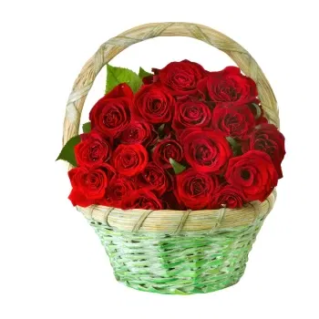 시칠리아 꽃- 빨간 장미 바구니