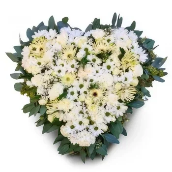 flores de Basileia- coração branco Bouquet/arranjo de flor