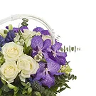 Italy flowers  -  Fresh, White & Purple Flowers Basket Flower Bouquet/Arrangement