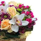 Italy flowers  -  Basket of Orchids and Roses Flower Bouquet/Arrangement