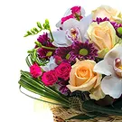 Italy flowers  -  Basket of Orchids and Roses Flower Bouquet/Arrangement