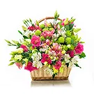 Italy flowers  -  Basket of Mixed White & Pink Flowers Flower Bouquet/Arrangement