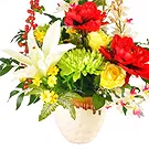 Italy flowers  -  Flower Composition of Lilies, Roses & Gerbera Flower Bouquet/Arrangement