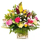 Italy flowers  -  Lilies, Roses & Small Flower Composition Flower Bouquet/Arrangement