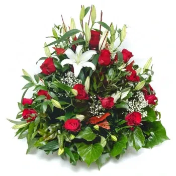 Milano blomster- Hvit Og Rød Begravelsespute