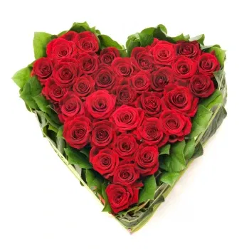 Milano blomster- Begravelse Heart Of Red Roses