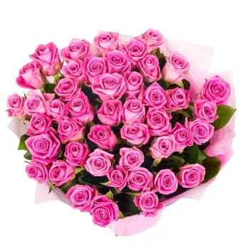 Włochy kwiaty- Bukiet 50 Różowych Róż Na Urodziny