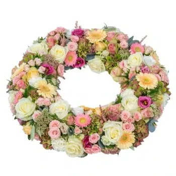 Holland flowers  -  Cream pink funeral wreath Flower Delivery