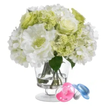  flowers  -  Bouquet of White Flowers with Pacifier Delivery