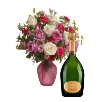  flowers  -  Pink and White Bouquet with Champagne Flower Delivery
