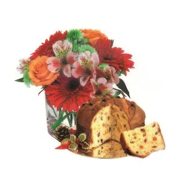  květiny- Barevné květinové kytice s panettone Květ Dodávka