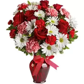 Dibe/Belle Vue Blumen Florist- HUGS & KISSES RED ROSES Blumen Lieferung