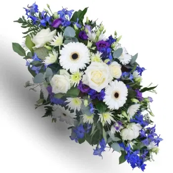 Botswana online Florist - Funeral arrangement of white and blue flowers Bouquet