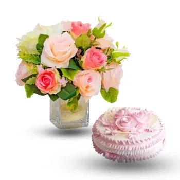 Egypt online Florist - Arrangement of mix pastel roses with cream ca Bouquet