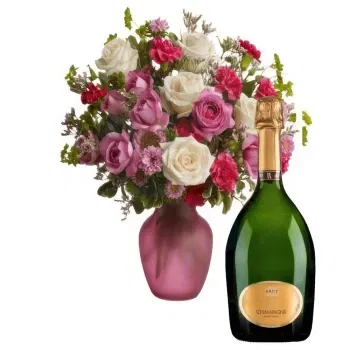  flowers  -  White and Pink roses bouquet with sparkling w Flower Delivery