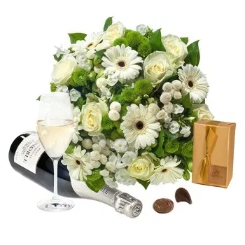  bloemen bloemist- Wit boeket met chocolade en sprankelende w Bloem Levering