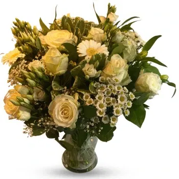 fleuriste fleurs de Belgique- Arrangement élégant blanc et vert