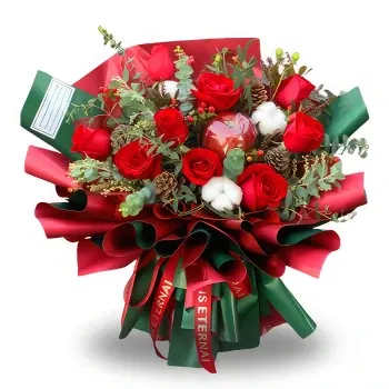 China online Florist - Christmas Hand Bouquet with Red Roses Bouquet