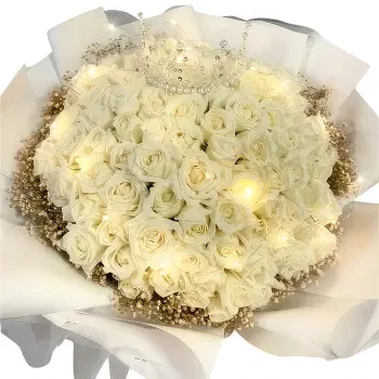 China online Florist - Classic White Roses Paired with Baby's Breath Bouquet