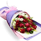 China flowers  -  Stunning Red and White Roses with Baby’s Brea Flower Bouquet/Arrangement