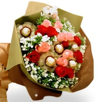 China online Florist - Red & Pink Rose with Chocolate Arrangement Bouquet