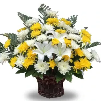 China online bloemist - Elegante witte en gele chrysantenboeket Boeket