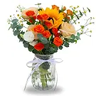 China flowers  -  Golden Sunflowers with Champagne Roses  Flower Bouquet/Arrangement
