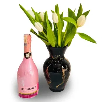 All other cities online Florist - Tulip Arrangement with JP Sparkling Wine Bouquet