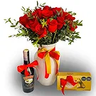 flores Palmira floristeria -  Arreglo romántico en jarrón: 24 rosas rojas,  Ramo de flores/arreglo floral
