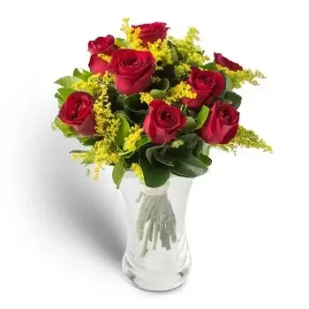 Amontada bloemen bloemist- Opstelling van 8 Rode Rozen in Vaas Bloem Levering