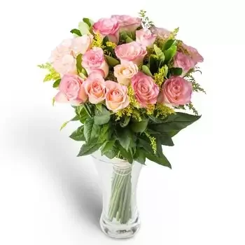 Anage bloemen bloemist- Arrangement van 20 Roze Rozen in vaas Bloem Levering