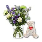 Maastricht flowers  -  Purple Flowers + Free Bear Flower Bouquet/Arrangement
