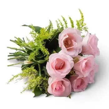Abadia bloemen bloemist- Boeket van 7 Roze Rozen Bloem Levering