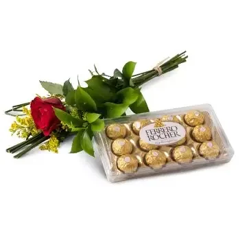 Adolfo bloemen bloemist- Solitaire Rode Roos en Chocolade Bloem Levering